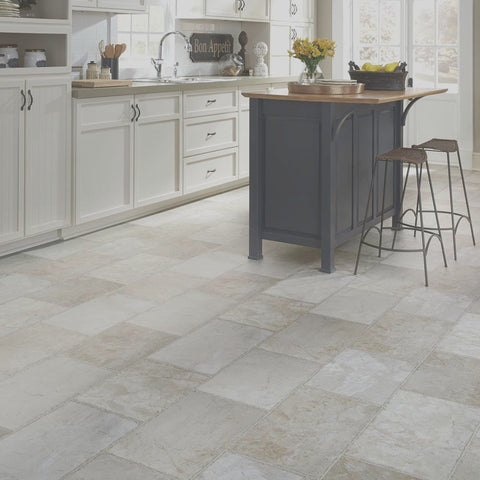 Luxury Vinyl Tile (LVT) Flooring Installed in Kitchen with Stone-Look Design