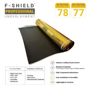 Floordi F-shield Professional Acoustic Underlayment – IIC 78 Floordi F-shield Professional Acoustic Underlayment – IIC 78